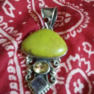 Sterling Silver Pendant Cabochon stone